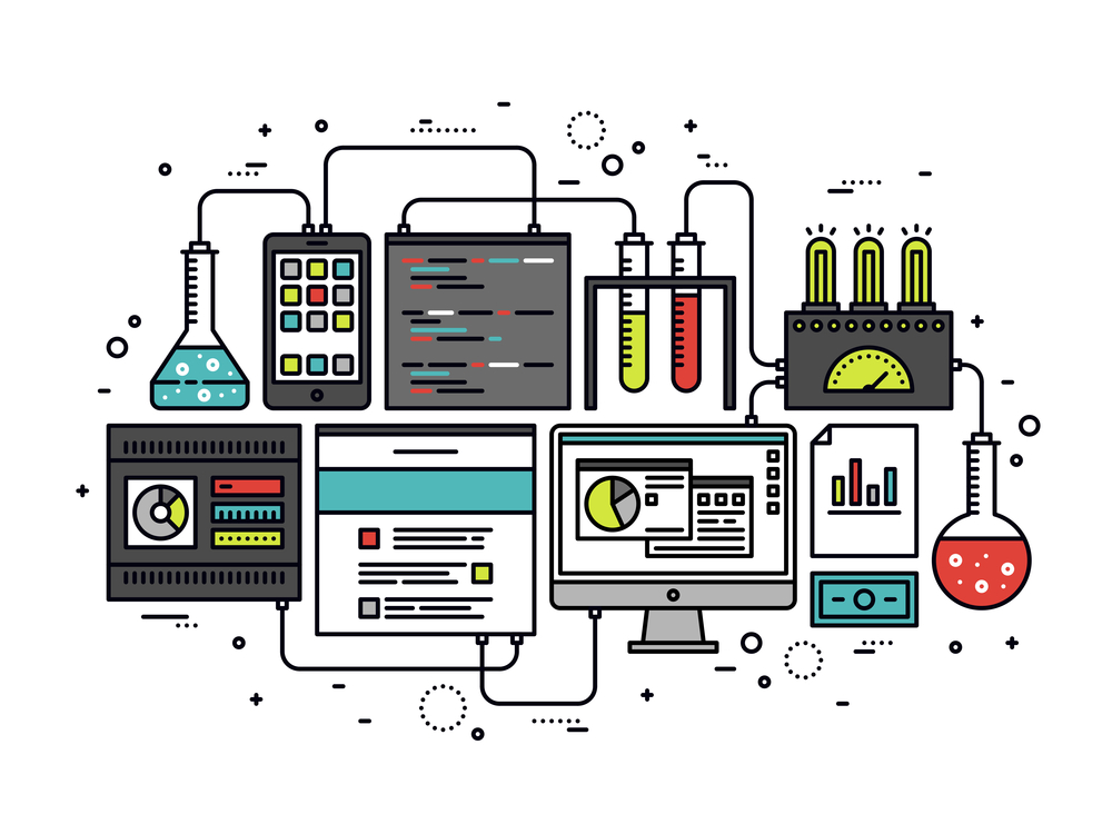 Content research line style illustration